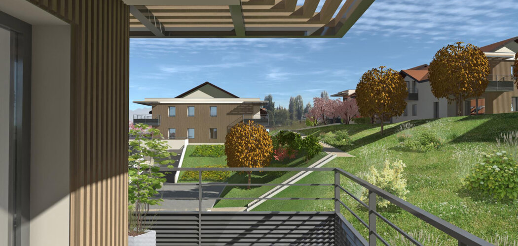 Programme immobilier neuf LE CHATENAY - Reignier-Esery : Appartements T2–T4 avec terrasses, balcons et isolation haute performance au pied du Club de Golf (74930) - Référence : 4658
