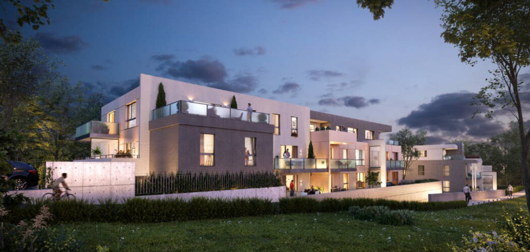 Programme immobilier neuf L'ESSEN'CIEL - Riedisheim : Appartements T2–T5 et maisons avec jardins, terrasses et parking à la lisière de la forêt du Tannenwald (68400) - Référence : 3397