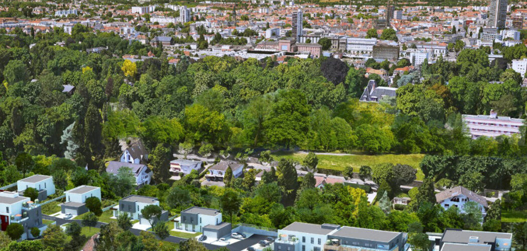 Programme immobilier neuf L'ESSEN'CIEL - Riedisheim : Appartements T2–T5 et maisons avec jardins, terrasses et parking à la lisière de la forêt du Tannenwald (68400) - Référence : 3397