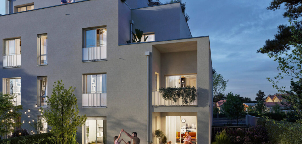 Programme immobilier neuf ESPRIT CRÉPIEUX - Rillieux-la-Pape : Appartements T1–T4 avec terrasses végétales, parking et proximité canal de Miribel (69140) - Référence : 14590