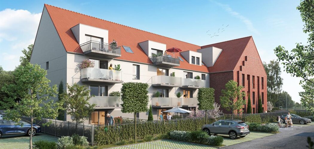 Programme immobilier neuf Au Fil de la Lys - Sailly-sur-la-Lys : 28 appartements neufs T2–T4 à 15 min de la frontière belge (62840) - Référence : 10399