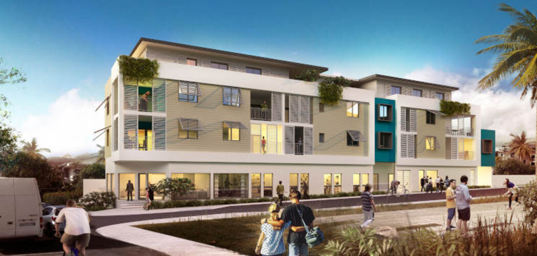 Programme immobilier neuf DUNE MARINE - Saint-Pierre : 17 appartements T2-T4 neufs avec varangues en centre-ville près du Lagon (97410) - Référence : 12014