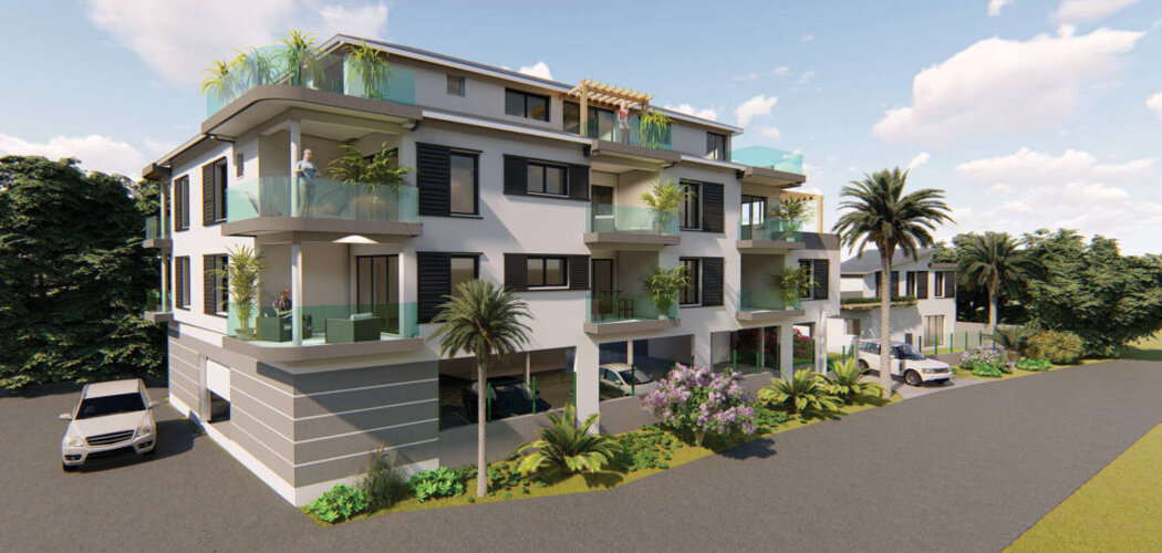 Programme immobilier neuf Le Rubis - Saint-Pierre : Appartements T2–T3 et maison T3 avec jardins, balancelles et parking au cœur du secteur Terre Sainte (97410) - Référence : 12094
