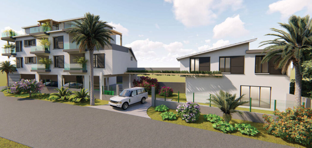 Programme immobilier neuf Le Rubis - Saint-Pierre : Appartements T2–T3 et maison T3 avec jardins, balancelles et parking au cœur du secteur Terre Sainte (97410) - Référence : 12094