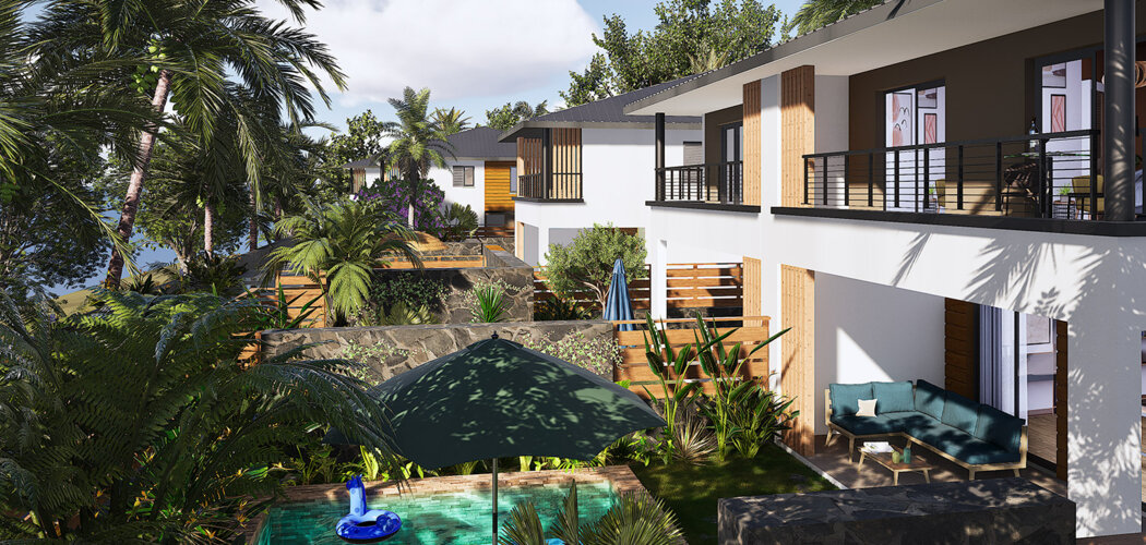 Programme immobilier neuf ÉCRIN MARIN - Saint-Pierre secteur Grans Boisvillas intimistes avec piscines vue dégagée sur la mer (97410) - Référence : 13699