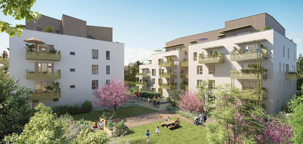 Programme immobilier neuf nidéal - Saint-Priest centre-ville et espaces extérieurs (69800) - Référence : 18313