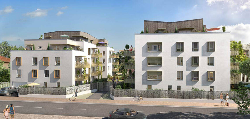 Programme immobilier neuf nidéal - Saint-Priest centre-ville et espaces extérieurs (69800) - Référence : 18313