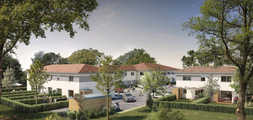 Programme immobilier neuf VISTA VINIA - Sainte-Eulalie : Maisons T3–T4 avec jardins privatifs et ambiance chaleureuse proche du Château Malbec (33560) - Référence : 13107