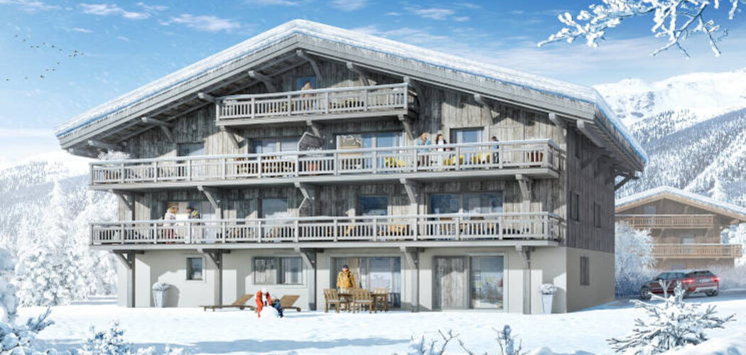 Programme immobilier neuf LA COUR DES ALPES - Samoëns : Appartements T3–T5 avec terrasses, bois noble et vue sur les montagnes dans un quartier résidentiel (74340) - Référence : 4271