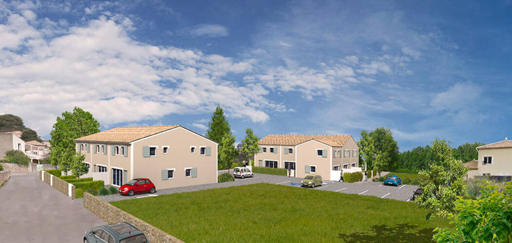 Programme immobilier neuf LES BASTIDES DES HORTS - Saussan : Appartements T3–T4 avec jardins, cuisines équipées et parkings à 20 minutes des plages (34570) - Référence : 5417