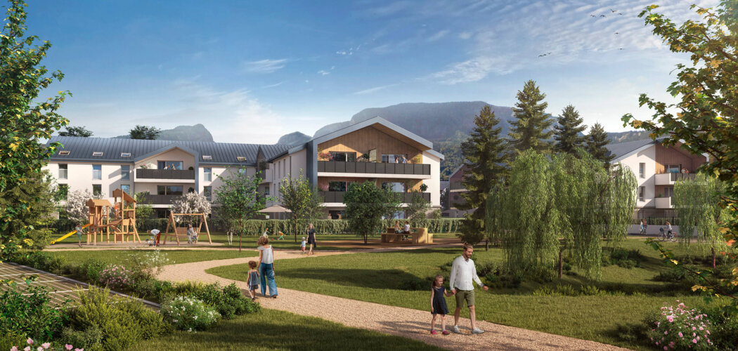 Programme immobilier neuf GREEN COTTAGE - Scionzier : 75 appartements neufs T2–T3 proche du centre-ville et des massifs montagneux (74950) - Référence : 9148