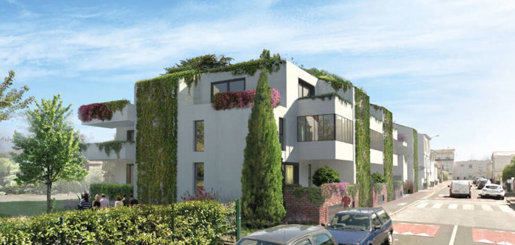 Programme immobilier neuf LA VILLA CLEMATITE - Talence : Appartements T2–T4 avec baies vitrées, loggias et façades végétalisées proche des transports (33400) - Référence : 12953