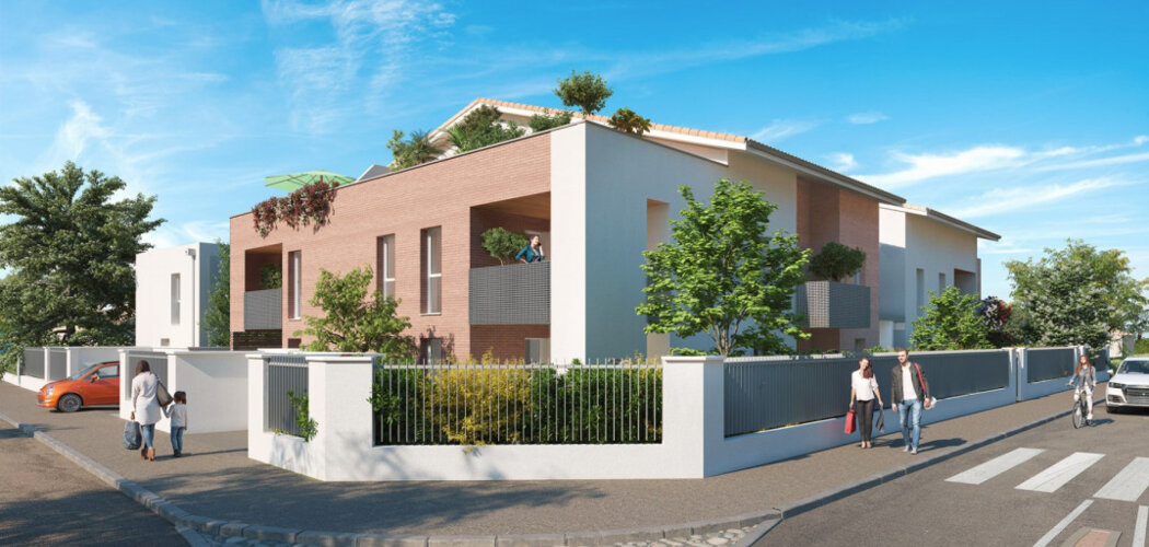 Programme immobilier neuf OMBELLE - Toulouse : Appartements T2–T4 et maisons avec terrasses, parking et accessibilité PMR dans le secteur Parc de la Maourine (31000) - Référence : 6271