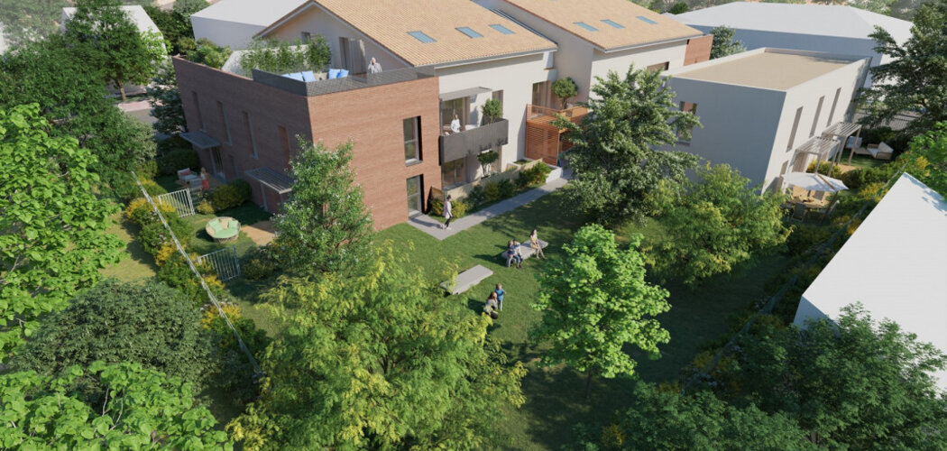Programme immobilier neuf OMBELLE - Toulouse : Appartements T2–T4 et maisons avec terrasses, parking et accessibilité PMR dans le secteur Parc de la Maourine (31000) - Référence : 6271