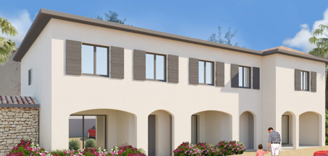 Programme immobilier neuf les arcades du rezil - Uchaud : 3 maisons neuves T4 en duplex proches de la Mairie (30620) - Référence : 11679