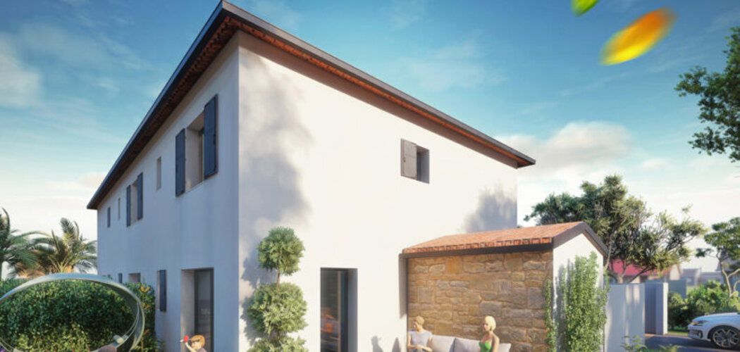 Programme immobilier neuf les arcades du rezil - Uchaud : 3 maisons neuves T4 en duplex proches de la Mairie (30620) - Référence : 11679