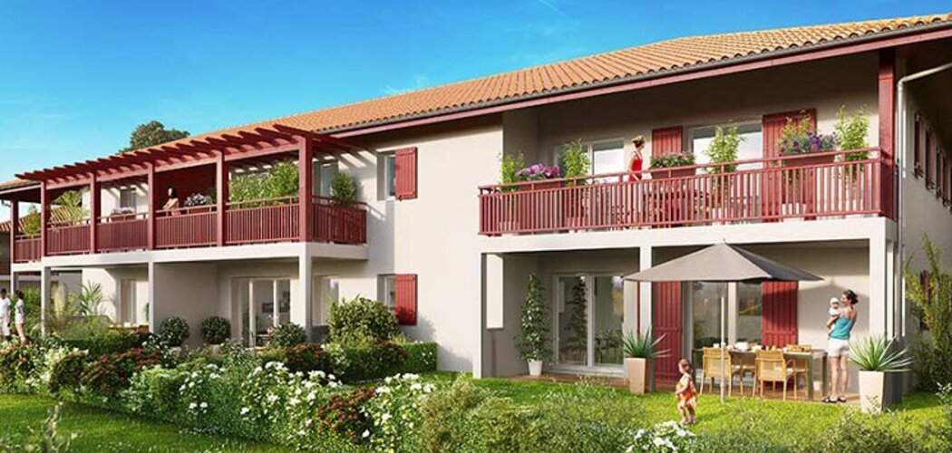 Programme immobilier neuf BAKÉA - Ustaritz : 40 appartements T2–T4 avec balcons, terrasses et jardins dans le quartier Arrauntz (64480) - Référence : 12023