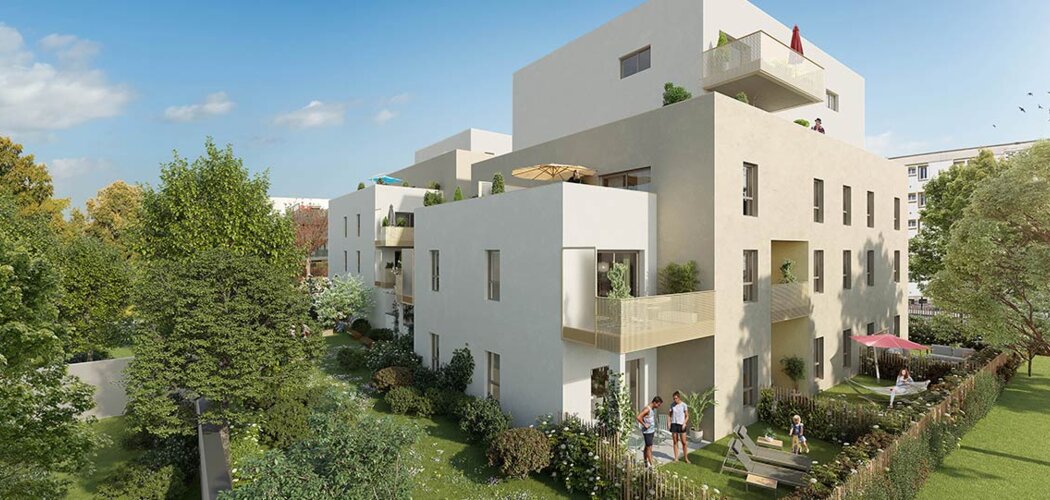Programme immobilier neuf LES JARDINS D'ELSA - Vaulx-en-Velin : appartements neufs studio–T5 à 5 min du Carré de Soie (69120) - Référence : 15713