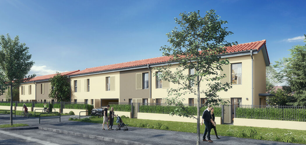 Programme immobilier neuf Les Villas Flora - Vaulx-en-Velin : Maisons T3–T5 avec jardins, garages sécurisés et Prêt à Taux Zéro dans le quartier pavillonnaire du Village-Nord (69120) - Référence : 6580