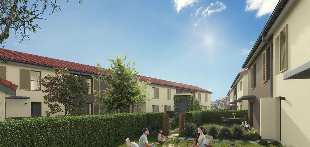 Programme immobilier neuf Les Villas Flora - Vaulx-en-Velin : Maisons T3–T5 avec jardins, garages sécurisés et Prêt à Taux Zéro dans le quartier pavillonnaire du Village-Nord (69120) - Référence : 6580