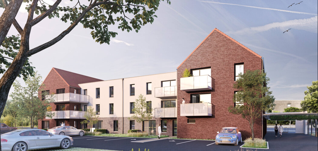 Programme immobilier neuf Le clos d'Estournelle - Vendeville : Appartements T2–T4 avec balcons, jardin partagé et garages fermés à 5 min du centre commercial de Faches (59175) - Référence : 12001