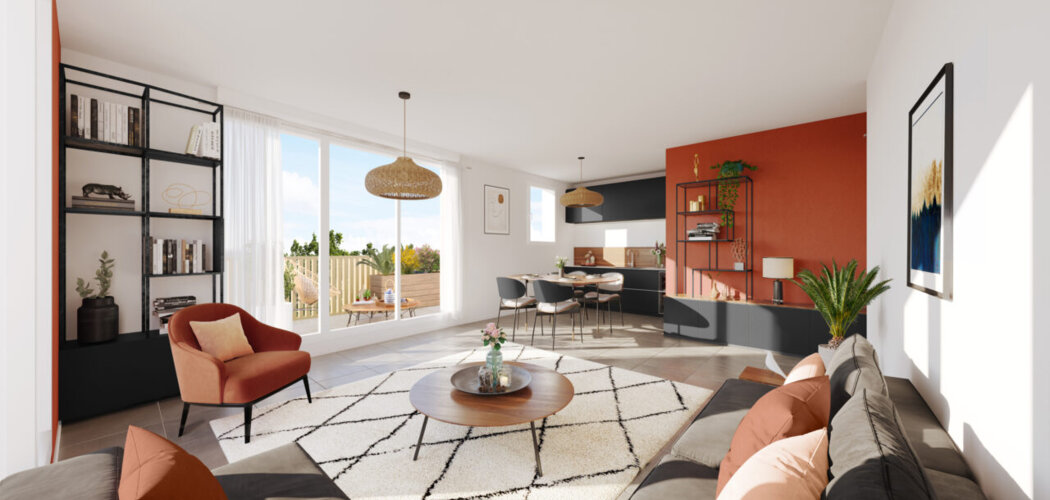 Programme immobilier neuf Patio Pressensé - Vénissieux : Appartements studio–T4 avec terrasses, jardin commun et proximité tramway T6 (69200) - Référence : 7039