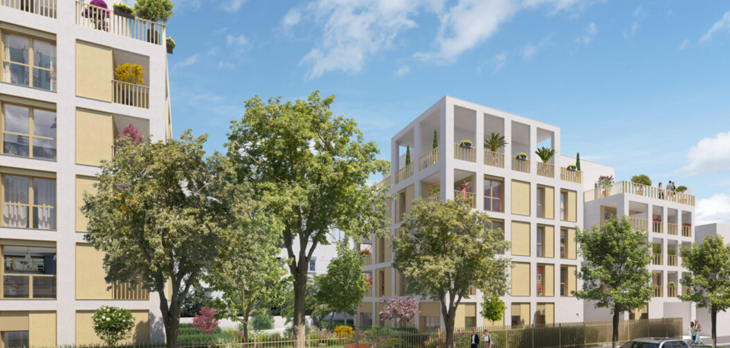 Programme immobilier neuf Patio Pressensé - Vénissieux : Appartements studio–T4 avec terrasses, jardin commun et proximité tramway T6 (69200) - Référence : 7039