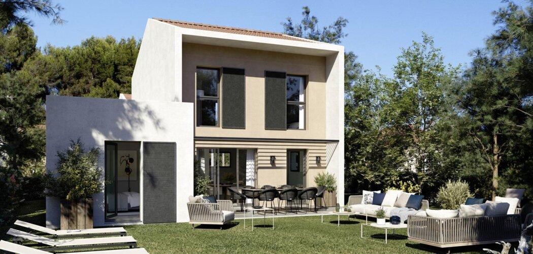 Programme immobilier neuf DOMAINE DES DAMES - Ventabren : Maisons T3–T6 avec piscine, terrasses et label BDM au cœur d’un domaine verdoyant (13122) - Référence : 12865