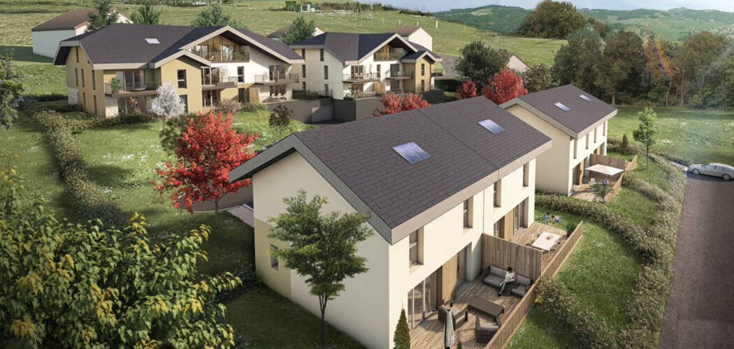 Programme immobilier neuf Les Coteaux du Salève - Vovray : Appartements T2–T4 et maisons avec terrasses, jardins et parkings entre commerce et campagne (74350) - Référence : 6699