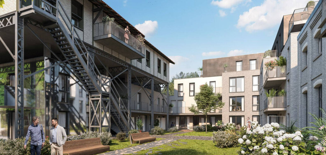 Programme immobilier neuf Quintessence - Wambrechies : Appartements T2–T4 avec rooftop, co-working et bibliothèque au bord de la Deûle (59118) - Référence : 14419