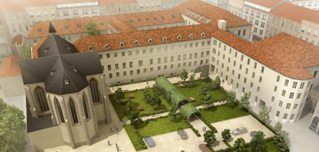Programme immobilier neuf Les Jardins de Saint Nicolas - Nancy : 97 appartements studio–T4 duplex dans un ancien couvent historique en hyper-centre (54000) - Référence : 1476